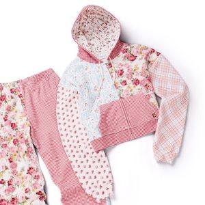 Teddy Fresh Women's Patchwork Zip-Up Floral Hoodie